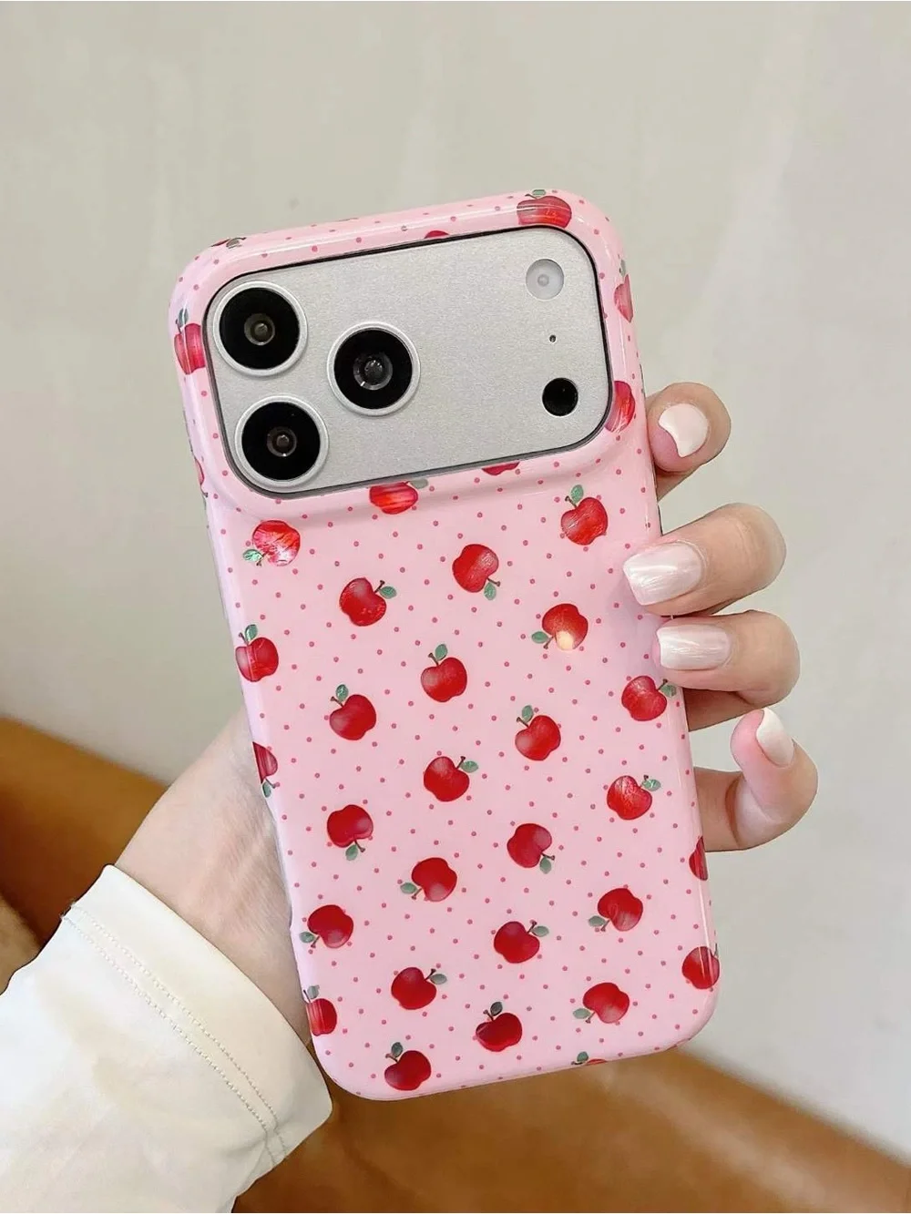 Pink Apple Print Phone Case - Cute Protective Cell Phone Cover
